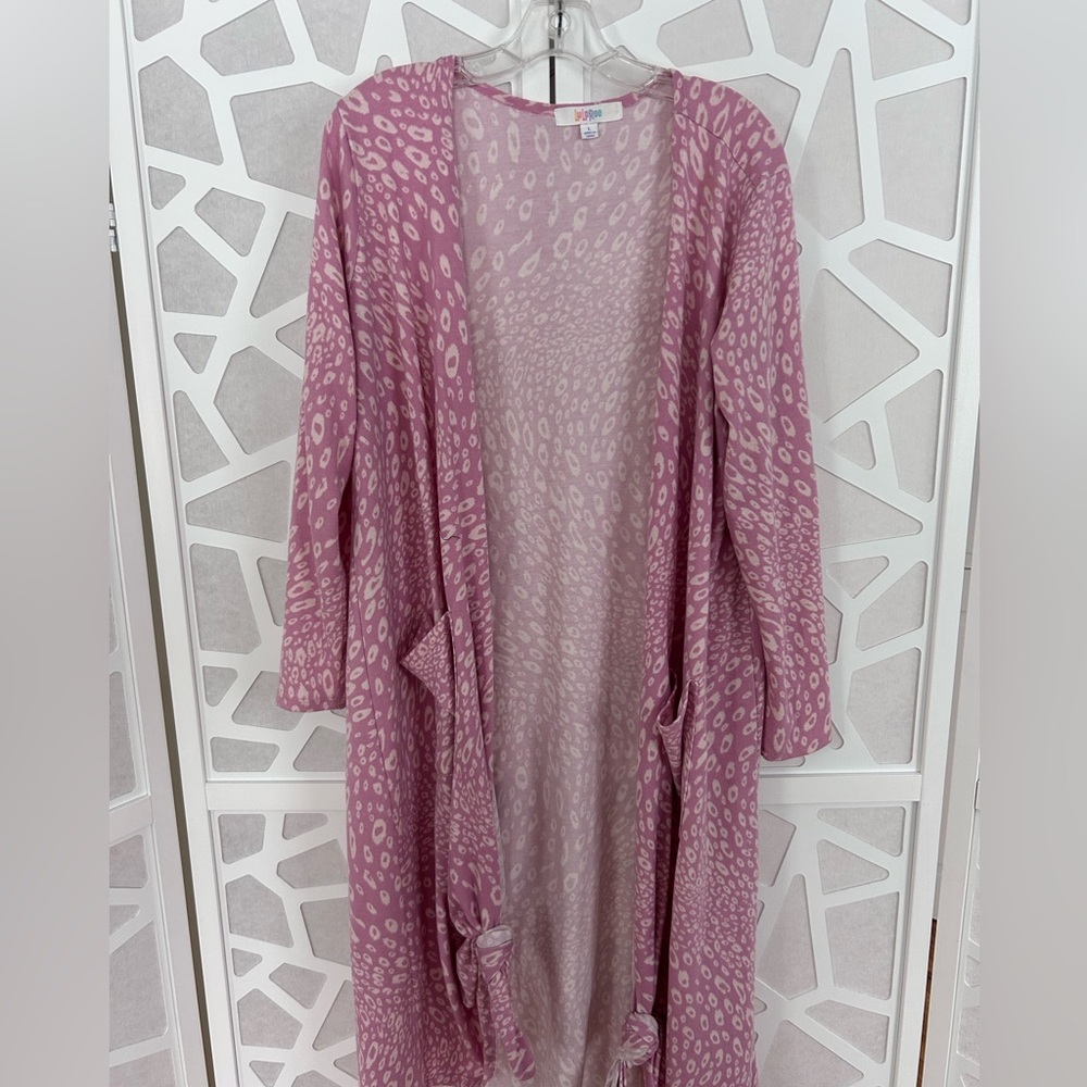LuLaRoe Pink and White Patterned Cardigan